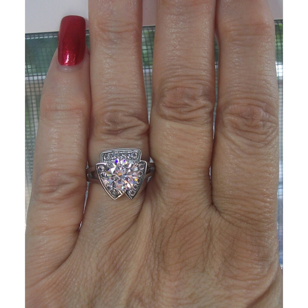 STAINLESS STEEL 2.5 Carat Round Cut Cubic Zirconia Ring - Picture 14 of 14